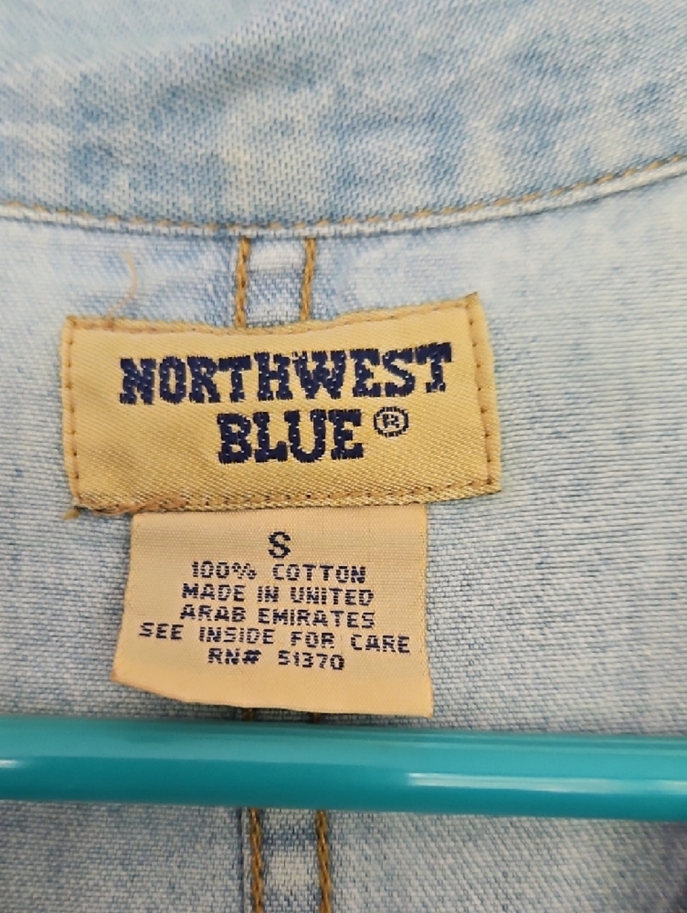 Northwest Blue Light Wash Denim Shirt with Contrast Stitching - Picture 2 of 3